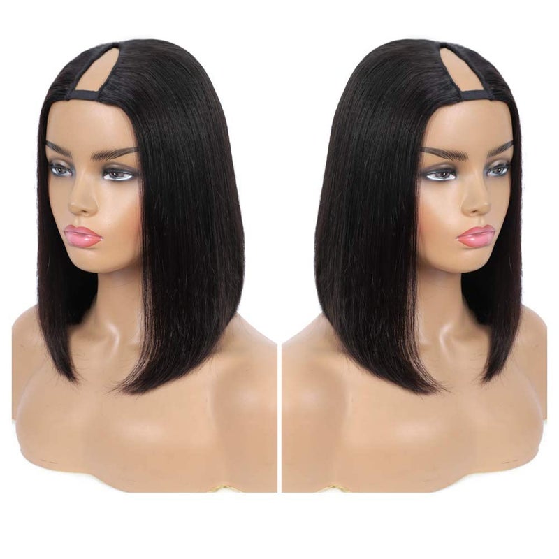 PANEWAY U Part Wig Human Hair Straight Bob Wigs For Black Women 12 inch Brazilian Remy Hair Short Bob Human Hair Wigs Clip in U Part Wig Human Hair Extensions Natural Color - Image 3